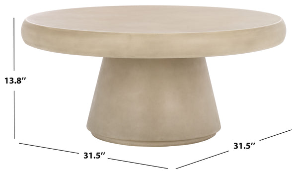 Safavieh Hayleen Round Concrete Coffee Table - Light Grey Industrial Chic Design For Modern Living Rooms Light Grey Cast Gfrc Concrete ,Metal Sfv2603a-2bx