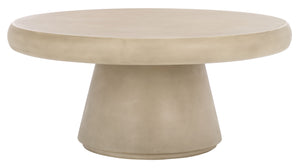 Safavieh Hayleen Round Concrete Coffee Table - Light Grey Industrial Chic Design For Modern Living Rooms Light Grey Cast Gfrc Concrete ,Metal Sfv2603a-2bx