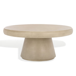 Safavieh Hayleen Round Concrete Coffee Table - Light Grey Industrial Chic Design For Modern Living Rooms Light Grey Cast Gfrc Concrete ,Metal Sfv2603a-2bx