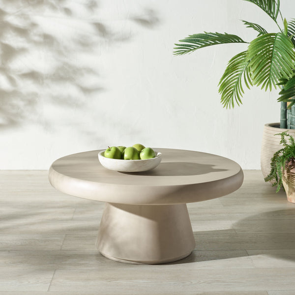 Safavieh Hayleen Round Concrete Coffee Table - Light Grey Industrial Chic Design For Modern Living Rooms Light Grey Cast Gfrc Concrete ,Metal Sfv2603a-2bx