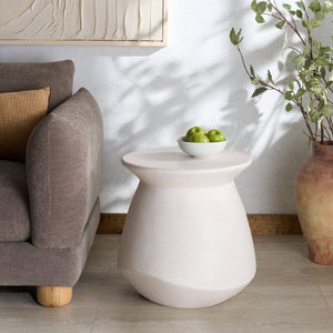 Safavieh FLANAGAN Round Accent Table in Ivory - Stylish GFRC Concrete Design for Living Room & Bedroom Decor SFV2606A