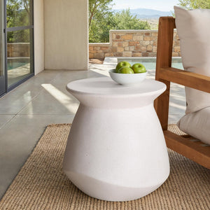 Safavieh FLANAGAN Round Accent Table in Ivory - Stylish GFRC Concrete Design for Living Room & Bedroom Decor SFV2606A