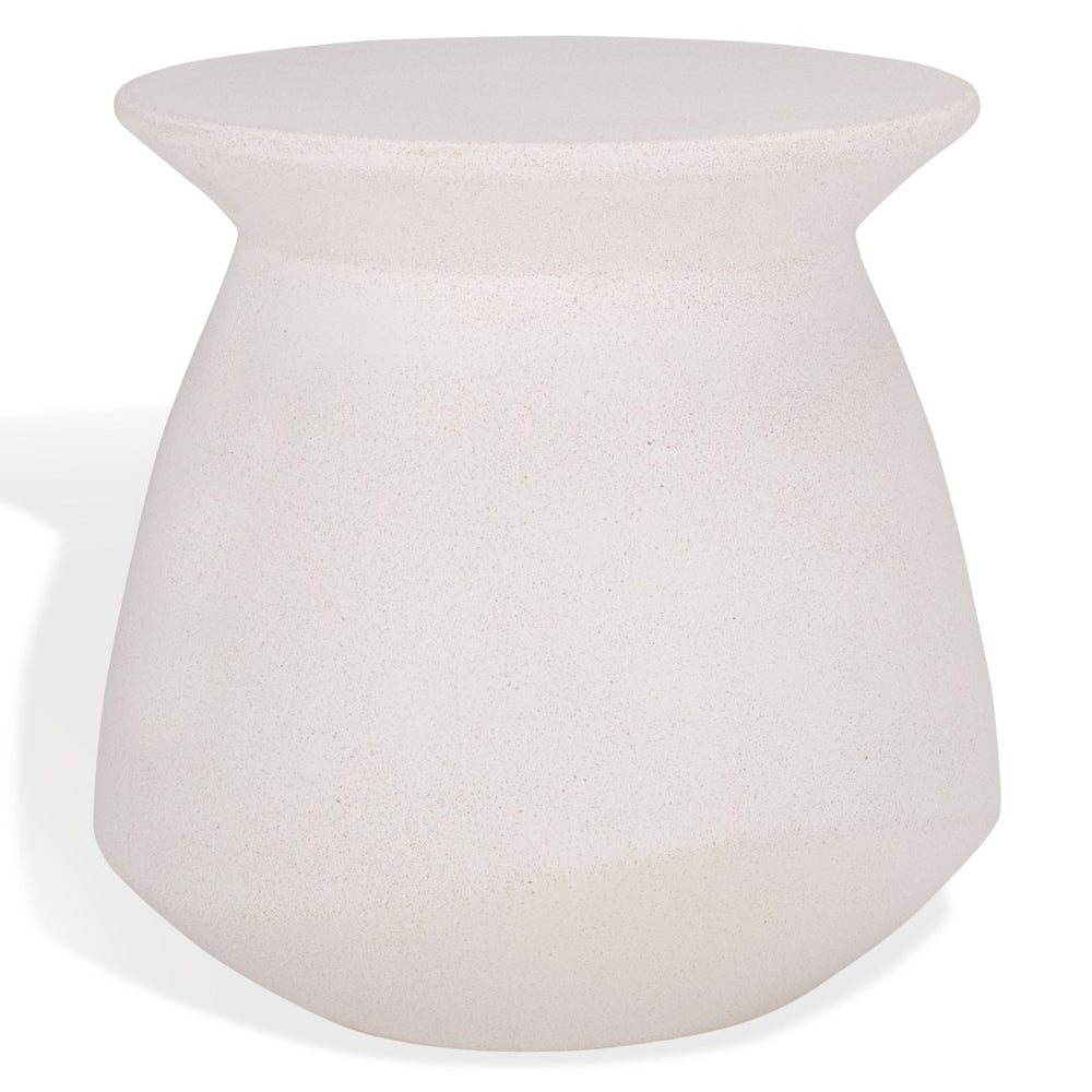 Safavieh FLANAGAN Round Accent Table in Ivory - Stylish GFRC Concrete Design for Living Room & Bedroom Decor SFV2606A