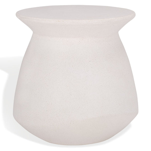 Safavieh FLANAGAN Round Accent Table in Ivory - Stylish GFRC Concrete Design for Living Room & Bedroom Decor SFV2606A