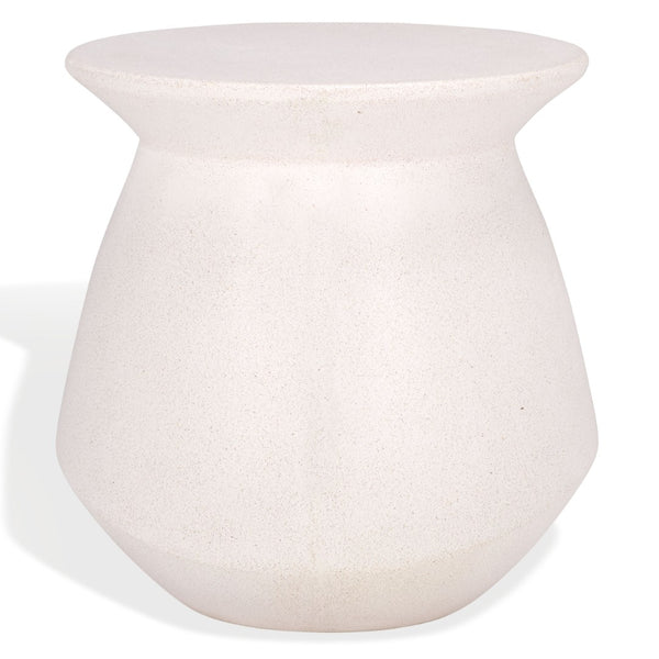 Safavieh FLANAGAN Round Accent Table in Ivory - Stylish GFRC Concrete Design for Living Room & Bedroom Decor SFV2606A