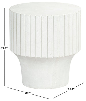 Safavieh Einstein Round Accent Table In Elegant Ivory - Contemporary Design, Durable Gfrc Concrete Beauty Ivory Cast Gfrc Concrete Sfv2607a