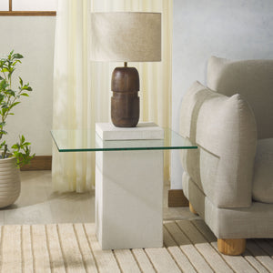 Safavieh Sophibeth Elegant Ivory Concrete & Clear Glass Accent Table | Industrial Modern Home Décor Piece Ivory ,Clear Cast Gfrc Concrete ,Metal ,Glass Sfv2610a-2bx