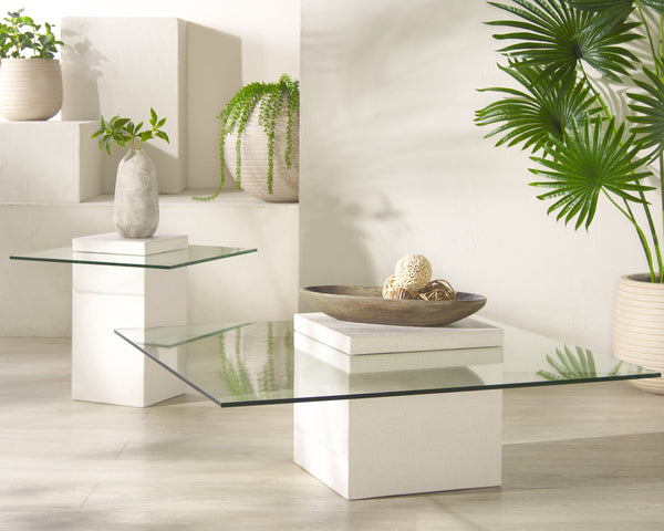 Safavieh Sophibeth Concrete And Glass Coffee Table – Ivory & Clear, Industrial-chic Design For Modern Homes Ivory ,Clear Cast Gfrc Concrete ,Metal ,Glass Sfv2611a-2bx