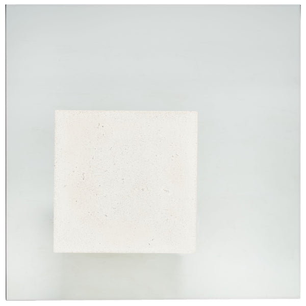 Safavieh Sophibeth Elegant Ivory Concrete & Clear Glass Accent Table | Industrial Modern Home Décor Piece Ivory ,Clear Cast Gfrc Concrete ,Metal ,Glass Sfv2610a-2bx