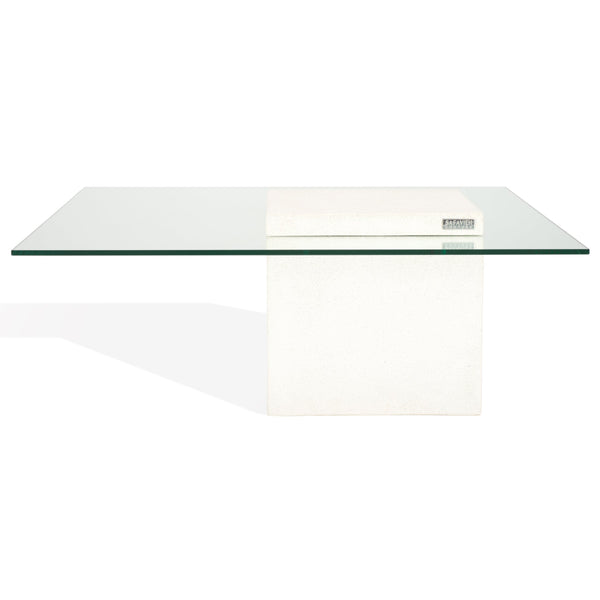 Safavieh Sophibeth Concrete And Glass Coffee Table – Ivory & Clear, Industrial-chic Design For Modern Homes Ivory ,Clear Cast Gfrc Concrete ,Metal ,Glass Sfv2611a-2bx
