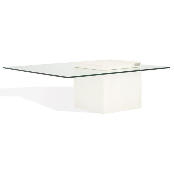 Safavieh Sophibeth Concrete And Glass Coffee Table – Ivory & Clear, Industrial-chic Design For Modern Homes Ivory ,Clear Cast Gfrc Concrete ,Metal ,Glass Sfv2611a-2bx