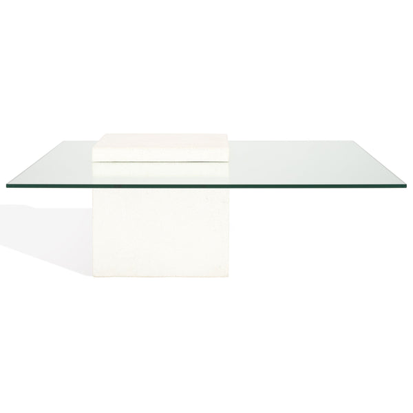 Safavieh Sophibeth Concrete And Glass Coffee Table – Ivory & Clear, Industrial-chic Design For Modern Homes Ivory ,Clear Cast Gfrc Concrete ,Metal ,Glass Sfv2611a-2bx