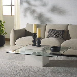 Safavieh Sophibeth Concrete And Glass Coffee Table – Ivory & Clear, Industrial-chic Design For Modern Homes Ivory ,Clear Cast Gfrc Concrete ,Metal ,Glass Sfv2611a-2bx