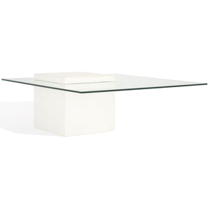 Safavieh Sophibeth Concrete And Glass Coffee Table – Ivory & Clear, Industrial-chic Design For Modern Homes Ivory ,Clear Cast Gfrc Concrete ,Metal ,Glass Sfv2611a-2bx