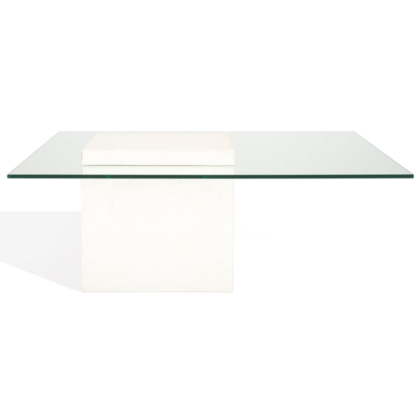 Safavieh Sophibeth Concrete And Glass Coffee Table – Ivory & Clear, Industrial-chic Design For Modern Homes Ivory ,Clear Cast Gfrc Concrete ,Metal ,Glass Sfv2611a-2bx