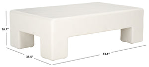 Safavieh BRANFORD Rectangle Concrete Coffee Table – Modern Sculptural Design for Stylish Living Room Décor White SFV2614A