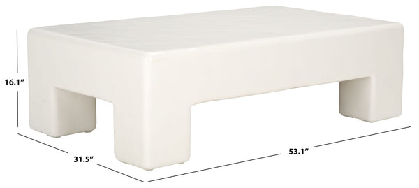 Safavieh BRANFORD Rectangle Concrete Coffee Table – Modern Sculptural Design for Stylish Living Room Décor White SFV2614A