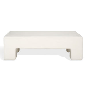 Safavieh BRANFORD Rectangle Concrete Coffee Table – Modern Sculptural Design for Stylish Living Room Décor White SFV2614A