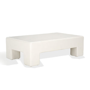 Safavieh BRANFORD Rectangle Concrete Coffee Table – Modern Sculptural Design for Stylish Living Room Décor White SFV2614A