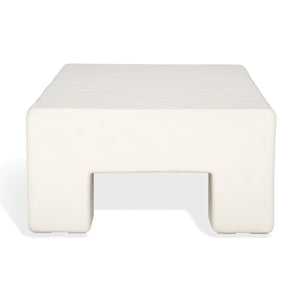 Safavieh BRANFORD Rectangle Concrete Coffee Table – Modern Sculptural Design for Stylish Living Room Décor White SFV2614A