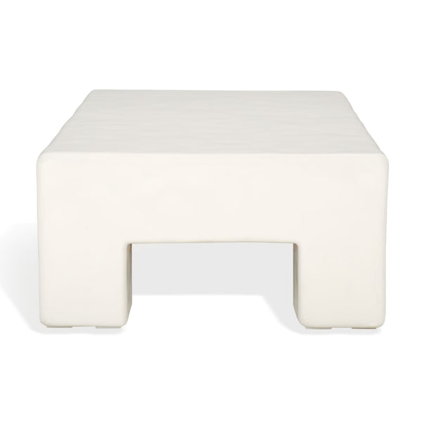 Safavieh BRANFORD Rectangle Concrete Coffee Table – Modern Sculptural Design for Stylish Living Room Décor White SFV2614A