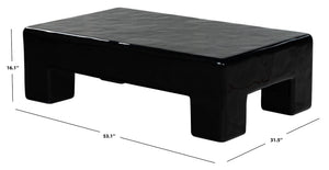 Safavieh BRANFORD Rectangle Concrete Coffee Table – Modern Sculptural Design for Stylish Living Room Décor Black SFV2614B
