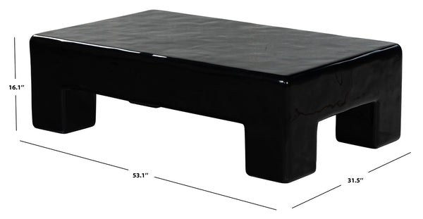 Safavieh BRANFORD Rectangle Concrete Coffee Table – Modern Sculptural Design for Stylish Living Room Décor Black SFV2614B