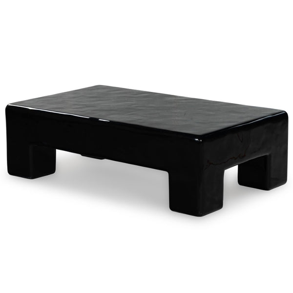 Safavieh BRANFORD Rectangle Concrete Coffee Table – Modern Sculptural Design for Stylish Living Room Décor Black SFV2614B