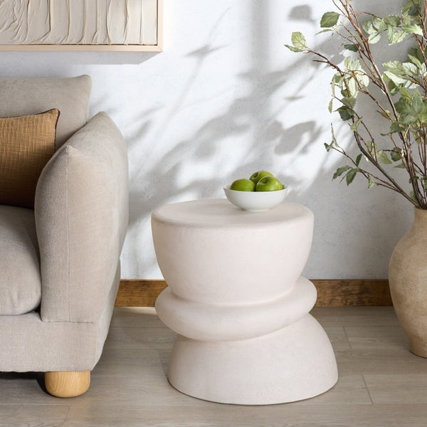 Safavieh HENRIETTA Concrete Accent Table in Ivory – Stylish Minimalist Design for Modern Living Spaces SFV2616A