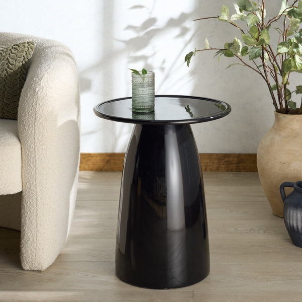 Safavieh STEPHAN Concrete High Gloss Finish Accent Table - Modern, Durable Design for Versatile Home Use Black SFV2617A