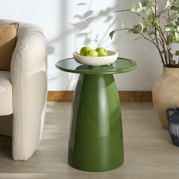Safavieh STEPHAN Concrete High Gloss Finish Accent Table - Modern, Durable Design for Versatile Home Use Olive Green SFV2617B
