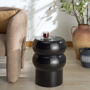 Safavieh JOYROSA Concrete High Gloss Accent Table – Modern Sculptural Design for Stylish Living Spaces Black SFV2620A