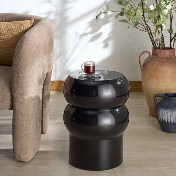 Safavieh JOYROSA Concrete High Gloss Accent Table – Modern Sculptural Design for Stylish Living Spaces Black SFV2620A
