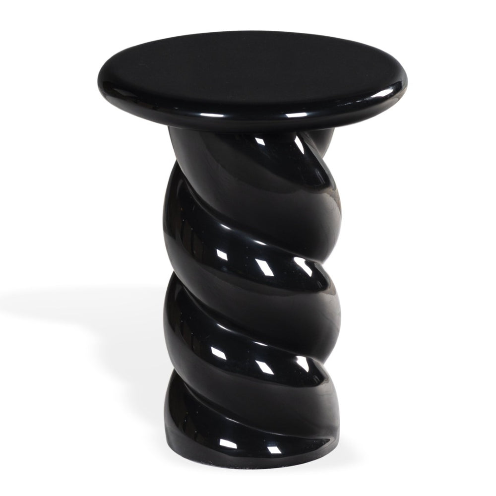 Safavieh NOELLY High-Gloss Concrete Accent Table - Modern Minimalist Design for Stylish Living Spaces Black SFV2621A
