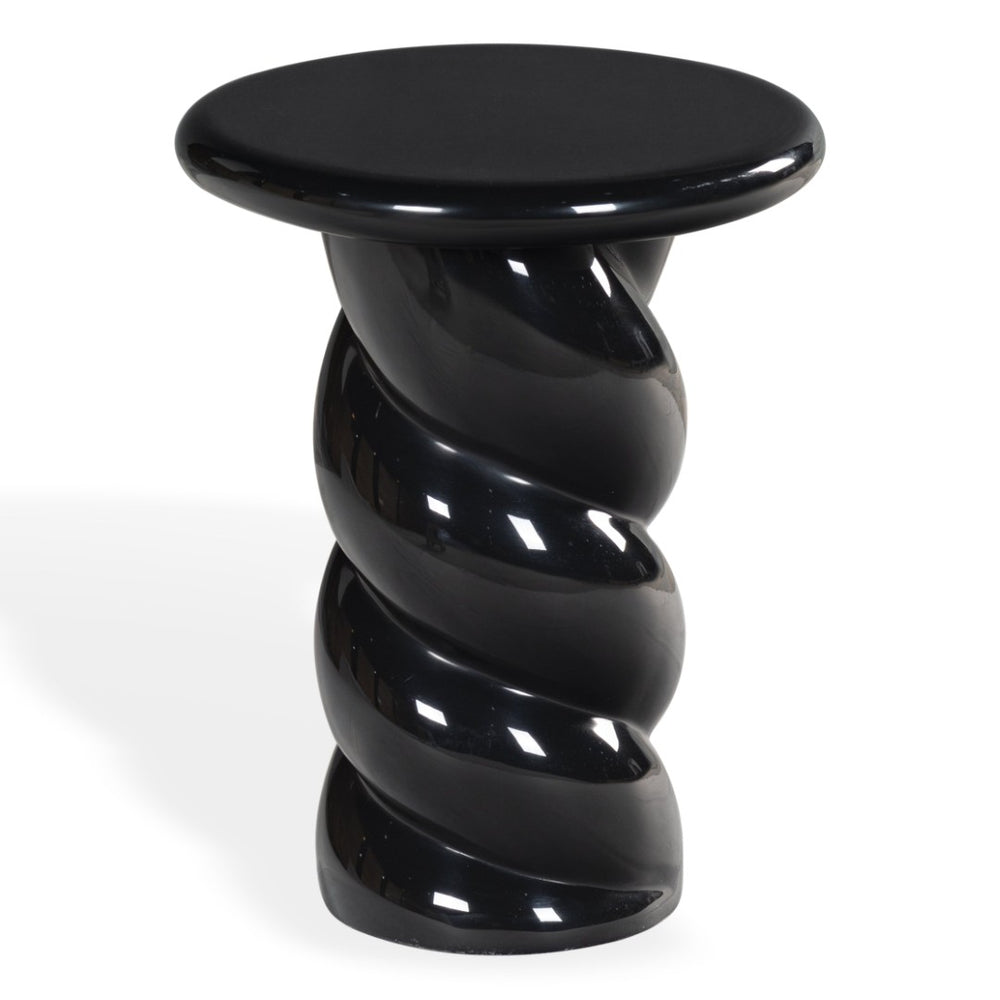 Safavieh NOELLY High-Gloss Concrete Accent Table - Modern Minimalist Design for Stylish Living Spaces Black SFV2621A