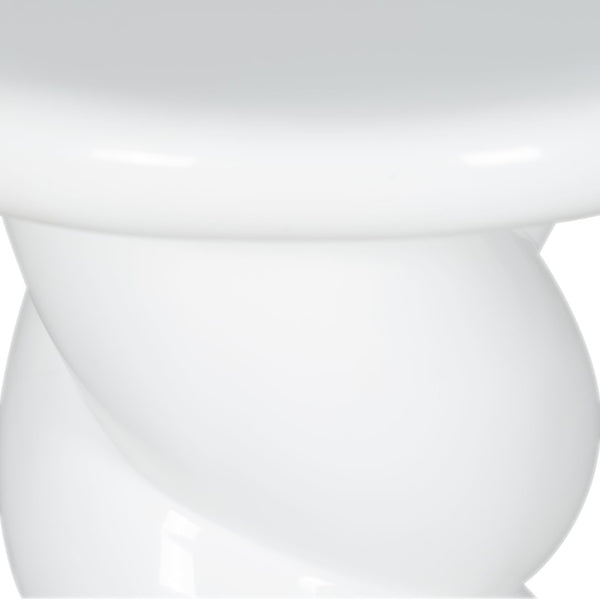 Safavieh NOELLY High-Gloss Concrete Accent Table - Modern Minimalist Design for Stylish Living Spaces White SFV2621B