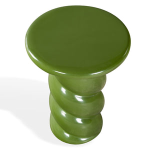 Safavieh NOELLY High-Gloss Concrete Accent Table - Modern Minimalist Design for Stylish Living Spaces Olive Green SFV2621C