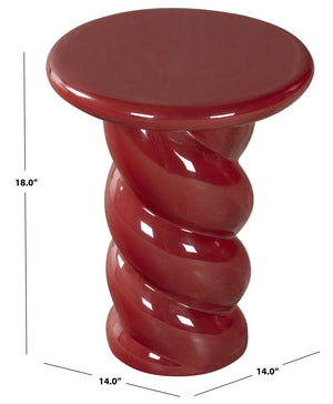 Safavieh NOELLY High-Gloss Concrete Accent Table - Modern Minimalist Design for Stylish Living Spaces Red SFV2621D