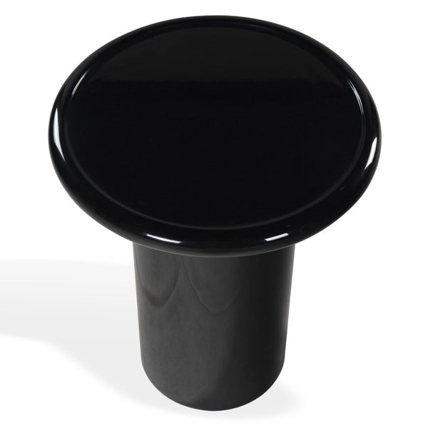 Safavieh LOLLITA Round Concrete Accent Table - High Gloss Finish, Modern Minimalist Design for Any Space Black SFV2622A