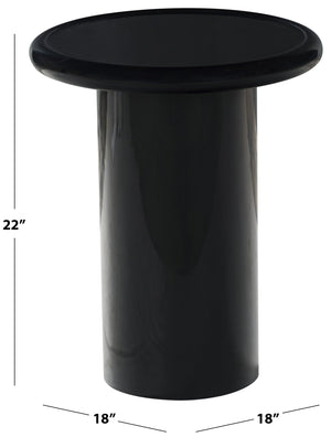 Safavieh Lollita Round Concrete Accent Table With High Gloss Finish - Chic Black Modern Home Decor Piece Black 100% Concrete Sfv2622a