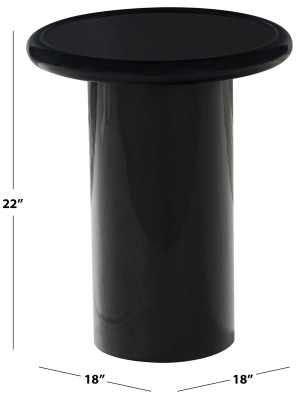 Safavieh Lollita Round Concrete Accent Table With High Gloss Finish - Chic Black Modern Home Decor Piece Black 100% Concrete Sfv2622a