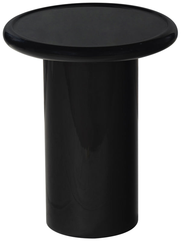 Safavieh Lollita Round Concrete Accent Table With High Gloss Finish - Chic Black Modern Home Decor Piece Black 100% Concrete Sfv2622a