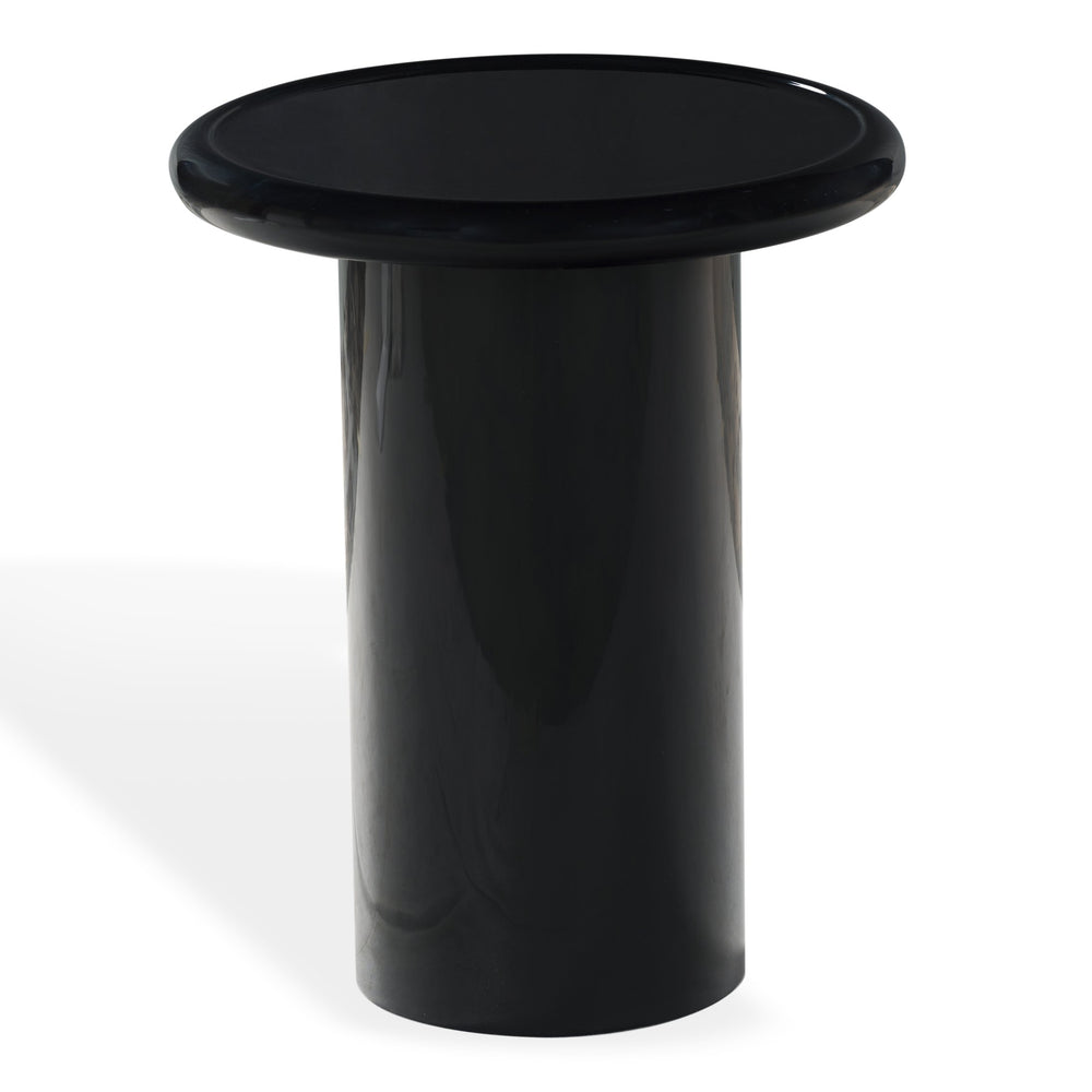 Safavieh Lollita Round Concrete Accent Table With High Gloss Finish - Chic Black Modern Home Decor Piece Black 100% Concrete Sfv2622a