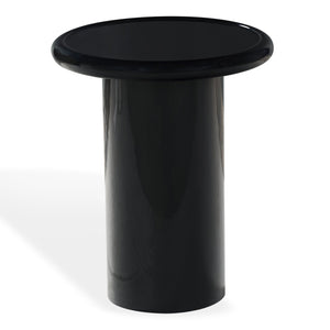 Safavieh Lollita Round Concrete Accent Table With High Gloss Finish - Chic Black Modern Home Decor Piece Black 100% Concrete Sfv2622a