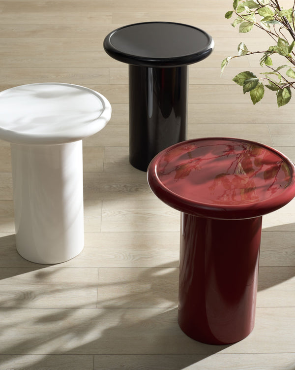 Safavieh Lollita Round Concrete Accent Table With High Gloss Finish - Modern Minimalist Design For Any Space Red 100% Concrete Sfv2622c