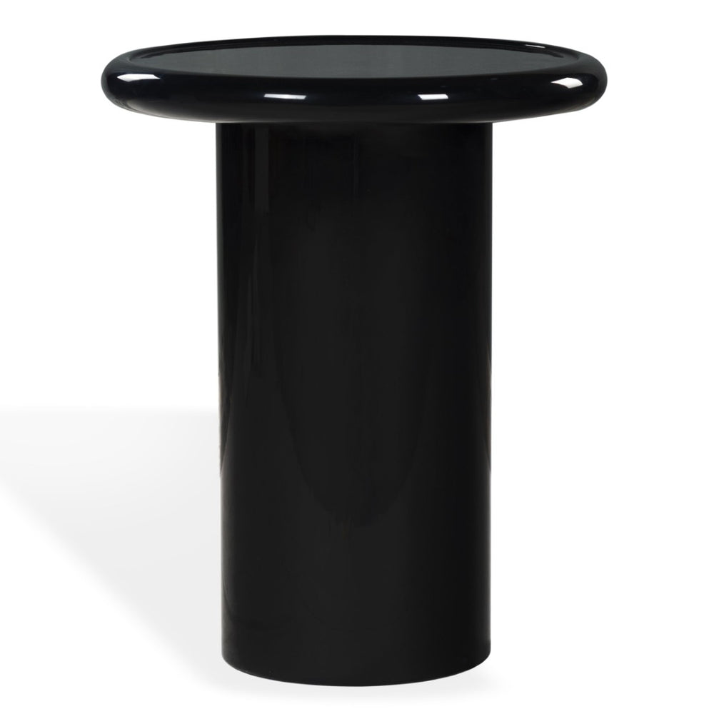 Safavieh LOLLITA Round Concrete Accent Table - High Gloss Finish, Modern Minimalist Design for Any Space Black SFV2622A
