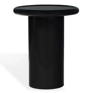 Safavieh Lollita Round Concrete Accent Table With High Gloss Finish - Chic Black Modern Home Decor Piece Black 100% Concrete Sfv2622a