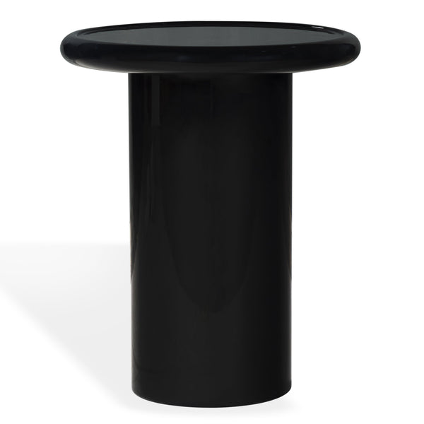 Safavieh Lollita Round Concrete Accent Table With High Gloss Finish - Chic Black Modern Home Decor Piece Black 100% Concrete Sfv2622a
