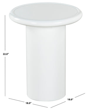 Safavieh Lollita Round Concrete Accent Table With High Gloss Finish - Modern Minimalist Design For Any Space White 100% Concrete Sfv2622b