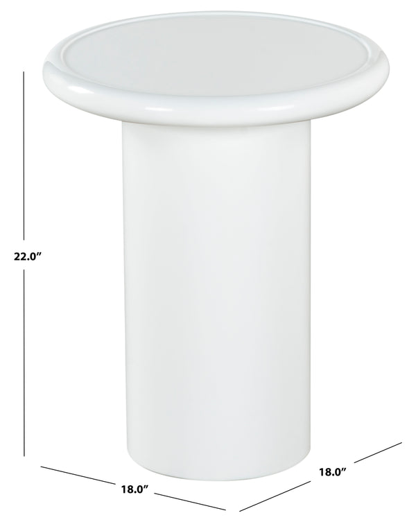 Safavieh Lollita Round Concrete Accent Table With High Gloss Finish - Modern Minimalist Design For Any Space White 100% Concrete Sfv2622b